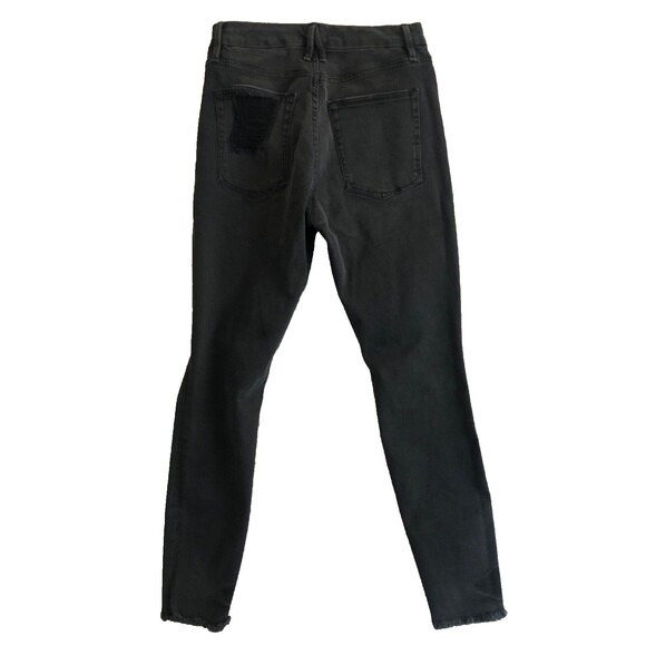 Good American Women’s Skinny Jeans Size 6 / 28 Black Distressed High Rise Denim - Picture 3 of 12